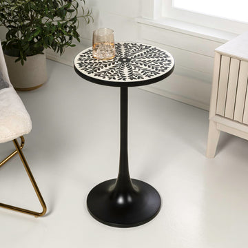 Nysha 25" Modern Bohemian Metal/Resin Inlay Top End Table